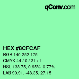 Color code: HEX #8CFCAF | qconv.com