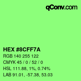 Color code: HEX #8CFF7A | qconv.com