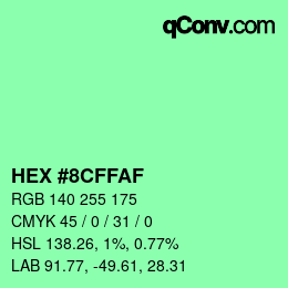 カラーコード: HEX #8CFFAF | qconv.com