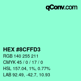 Color code: HEX #8CFFD3 | qconv.com