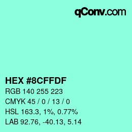 Color code: HEX #8CFFDF | qconv.com