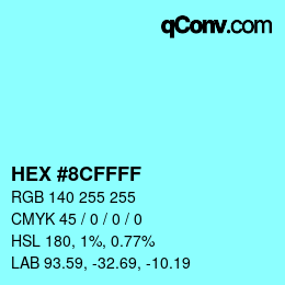 Color code: HEX #8CFFFF | qconv.com