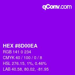 Color code: HEX #8D00EA | qconv.com