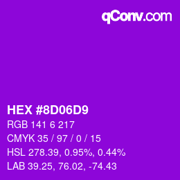 Color code: HEX #8D06D9 | qconv.com