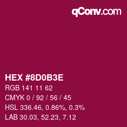 Code couleur: HEX #8D0B3E | qconv.com