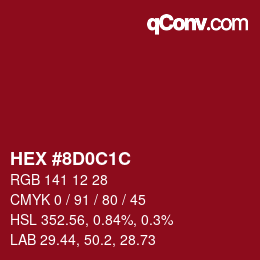 Color code: HEX #8D0C1C | qconv.com