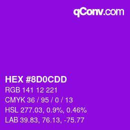 カラーコード: HEX #8D0CDD | qconv.com