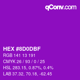 颜色代码: HEX #8D0DBF | qconv.com