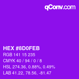 颜色代码: HEX #8D0FEB | qconv.com