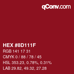 Color code: HEX #8D111F | qconv.com