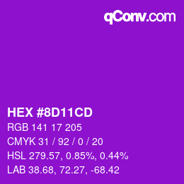 颜色代码: HEX #8D11CD | qconv.com