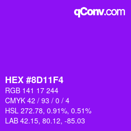 颜色代码: HEX #8D11F4 | qconv.com