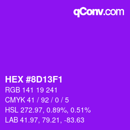 Color code: HEX #8D13F1 | qconv.com