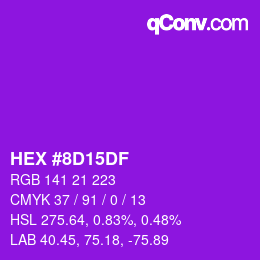 Color code: HEX #8D15DF | qconv.com