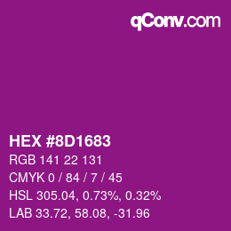 Color code: HEX #8D1683 | qconv.com