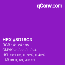 Farbcode: HEX #8D18C3 | qconv.com