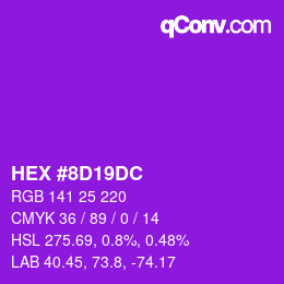 Farbcode: HEX #8D19DC | qconv.com