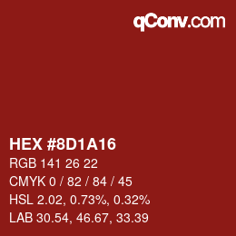 Color code: HEX #8D1A16 | qconv.com