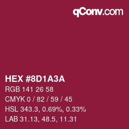 Color code: HEX #8D1A3A | qconv.com