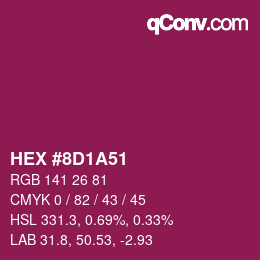 Farbcode: HEX #8D1A51 | qconv.com