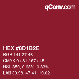 颜色代码: HEX #8D1B2E | qconv.com