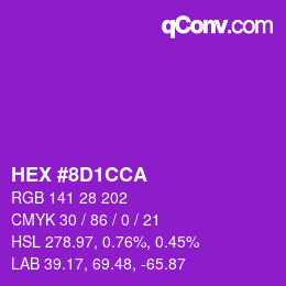 颜色代码: HEX #8D1CCA | qconv.com