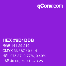 カラーコード: HEX #8D1DDB | qconv.com
