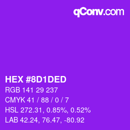 颜色代码: HEX #8D1DED | qconv.com