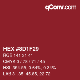 カラーコード: HEX #8D1F29 | qconv.com