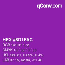 Color code: HEX #8D1FAC | qconv.com