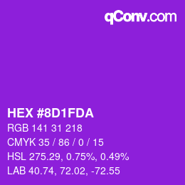 Color code: HEX #8D1FDA | qconv.com