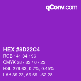 Farbcode: HEX #8D22C4 | qconv.com