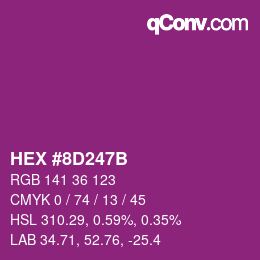 カラーコード: HEX #8D247B | qconv.com