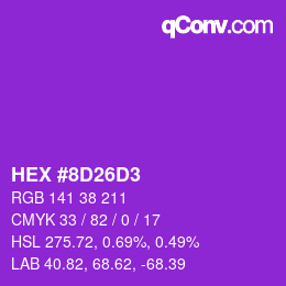 Color code: HEX #8D26D3 | qconv.com