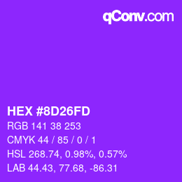 Color code: HEX #8D26FD | qconv.com