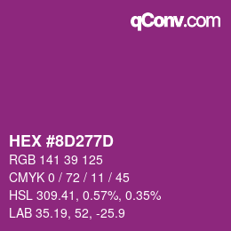 颜色代码: HEX #8D277D | qconv.com