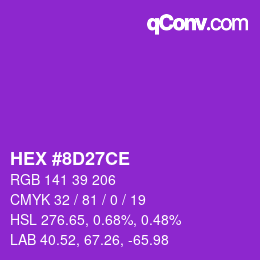 Color code: HEX #8D27CE | qconv.com