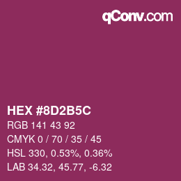Color code: HEX #8D2B5C | qconv.com