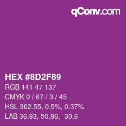 Farbcode: HEX #8D2F89 | qconv.com
