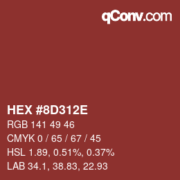 Color code: HEX #8D312E | qconv.com