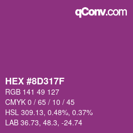 カラーコード: HEX #8D317F | qconv.com