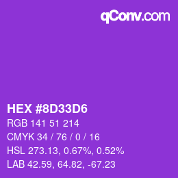 Color code: HEX #8D33D6 | qconv.com