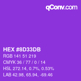 Color code: HEX #8D33DB | qconv.com