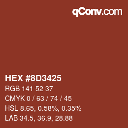 Color code: HEX #8D3425 | qconv.com