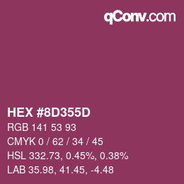 颜色代码: HEX #8D355D | qconv.com