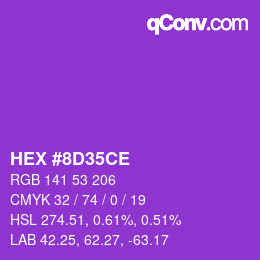Color code: HEX #8D35CE | qconv.com