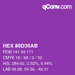 Color code: HEX #8D36AB | qconv.com