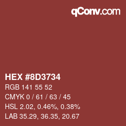 Color code: HEX #8D3734 | qconv.com