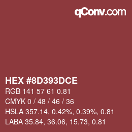 Farbcode: HEX #8D393DCE | qconv.com