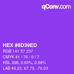 カラーコード: HEX #8D39ED | qconv.com